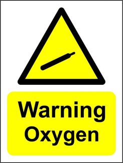 Oxygen warning sign - Self adhesive sticker 200mm x 150mm